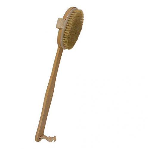 Body brush with a long handle